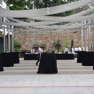 Zona exterior del Espacio Fundación Pablo VI, ideal para eventos, reuniones, congresos, exposiciones y sesiones formativas.